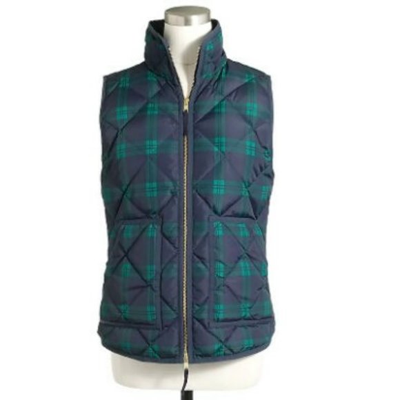J. Crew Factory Jackets & Blazers - J.Crew Blackwatch plaid Printed quilted puffer vest size Medium